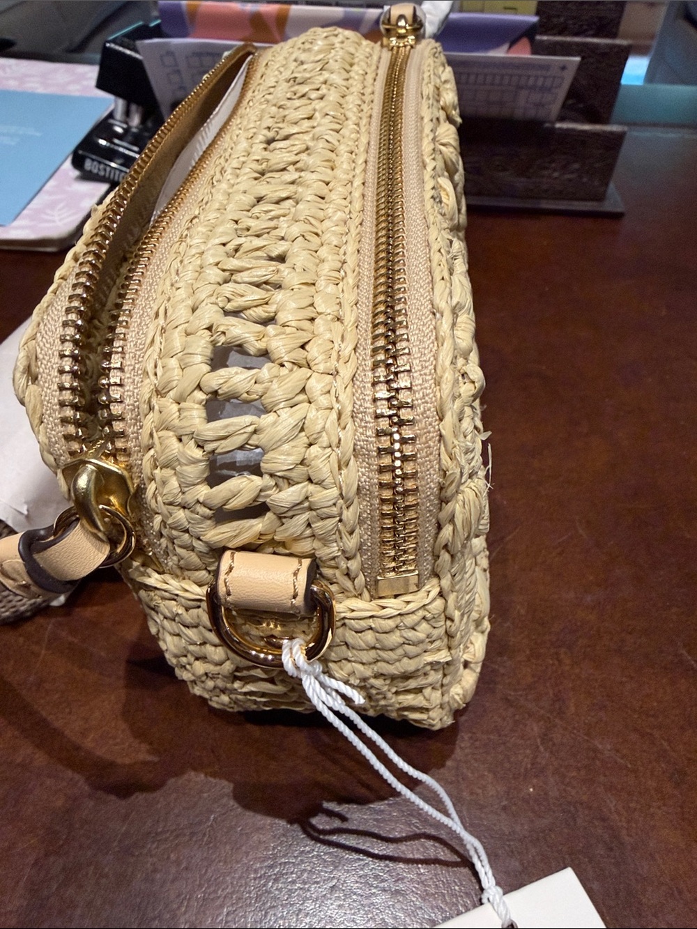 Tory Burch Natural Woven Raffia  Pouch - Picture 2 of 4